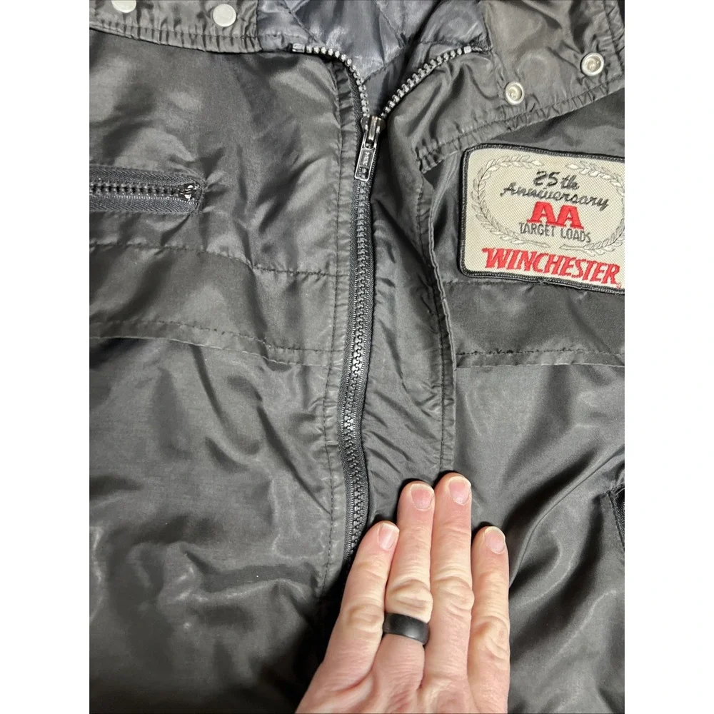 Vintage K‎ Brand Men's Large Black Bomber Jacket Winchester Target Loads 25th